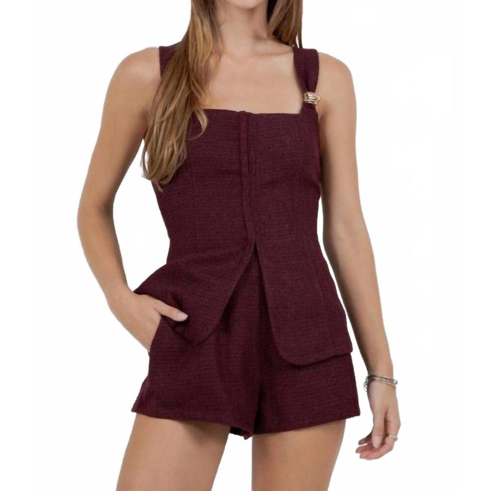 NEW WHITEROOM+CACTUS selah corset tweed top in red